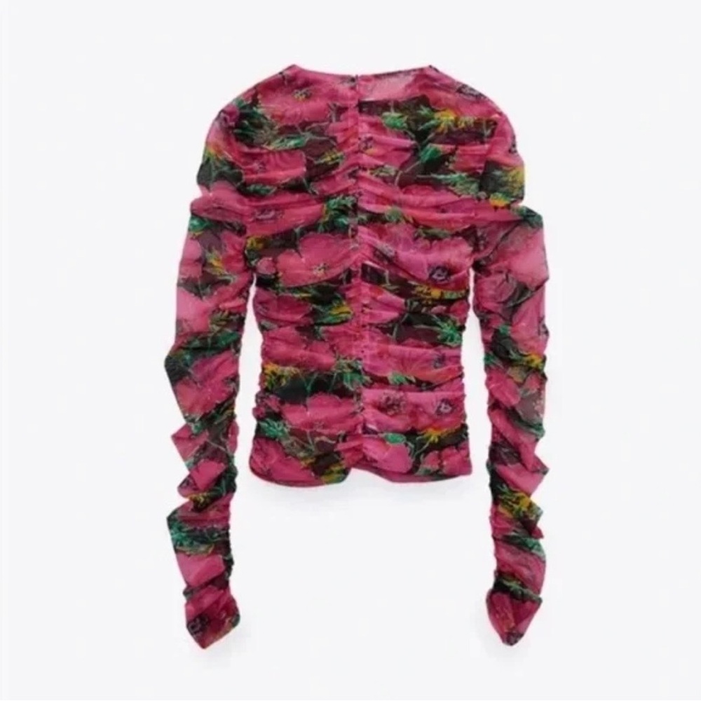 ZARA Mesh Floral Top Size Large